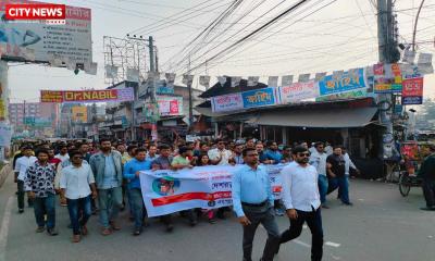 নতুন নেতৃত্বকে অভিনন্দন জানিয়ে রংপুরে জেলা  ছাত্রলীগের আনন্দ মিছিল