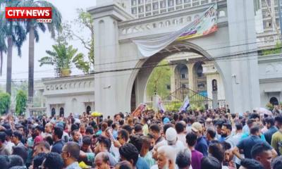 ৬ষ্ঠ দিনের মতো নগর ভবনের সামনে ইশরাক সমর্থকদের বিক্ষোভ