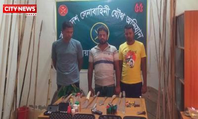 নড়াইলে যৌথবাহিনীর অভিযানে ইউপি সদস্যসহ আটক ৩, বিপুল অস্ত্র উদ্ধার