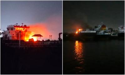 Oil-laden cargo catches fire in Narayanganj, 6 burnt