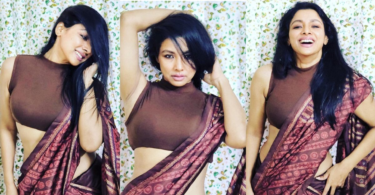 শাড়িতে উত্তাপ ছড়ালেন অভিনেত্রী রুনা খান