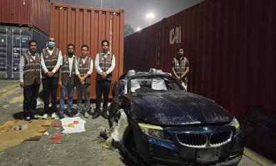 BMW sports car, five half-cut trucks found at Chattogram port