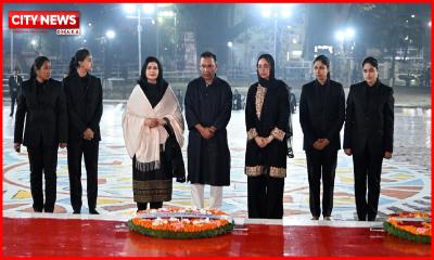 শহীদ মিনারে জিয়া পরিবারের সদস্যদের শ্রদ্ধা নিবেদন