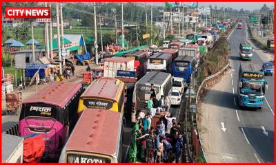 ঢাকা-টাঙ্গাইল মহাসড়কে ২০ কিলোমিটার যানবাহনের ধীরগতি