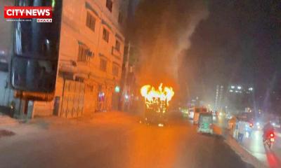 গাজীপুরে চলন্ত বাসে আগুন