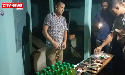 পঞ্চগড়ে এক শিক্ষা প্রতিষ্ঠানের নিরাপত্তা প্রহরীর কক্ষে মিলল মদ সহ ইনজেকশন, আটক ১