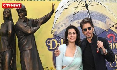 লন্ডনের লেস্টার স্কয়ারে শাহরুখ-কাজলের ভাস্কর্য