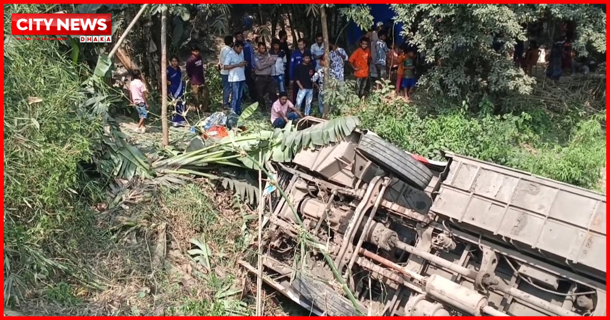 ফরিদপুরে নিয়ন্ত্রণ হারিয়ে বাস খাদে, অর্ধশতাধিক আহত