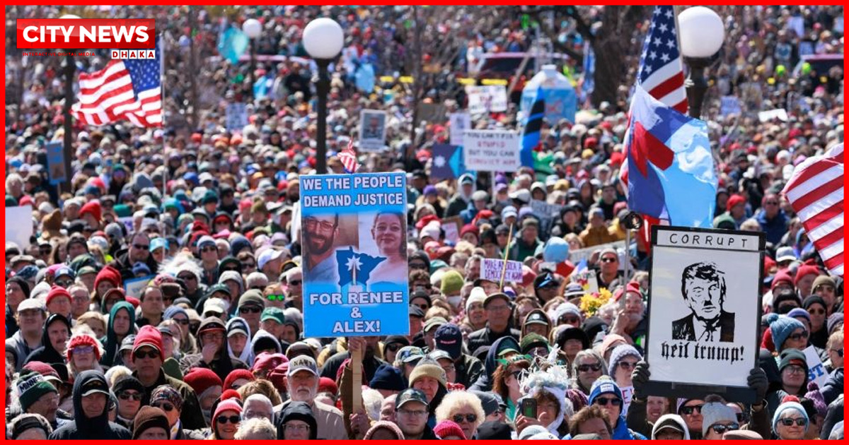 ট্রাম্পবিরোধী আন্দোলনে কাঁপছে যুক্তরাষ্ট্র, রাস্তায় লাখ লাখ মানুষ
