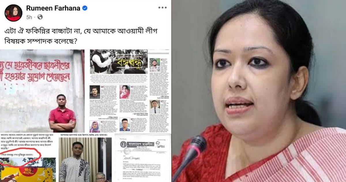 হাসনাতকে ‘ফকিন্নির বাচ্চা’ বলে যা শেয়ার করলেন রুমিন ফারহানা