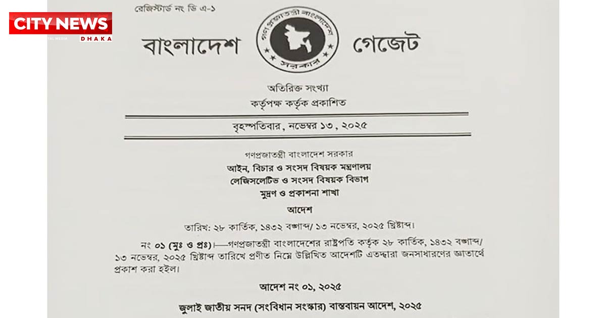 জুলাই সনদ বাস্তবায়ন আদেশ জারি করলেন রাষ্ট্রপতি