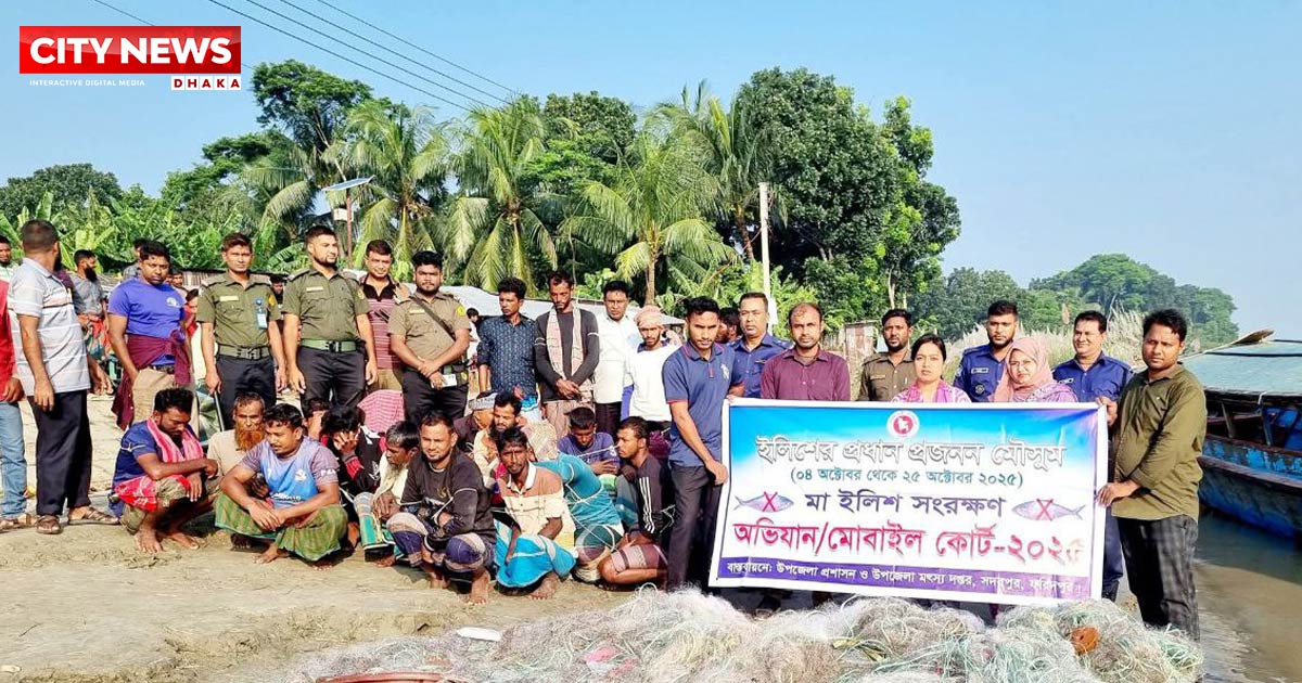 ফরিদপুরে পদ্মা নদীতে মা ইলিশ আহরণের দায়ে ২২ জেলের কারাদণ্ড
