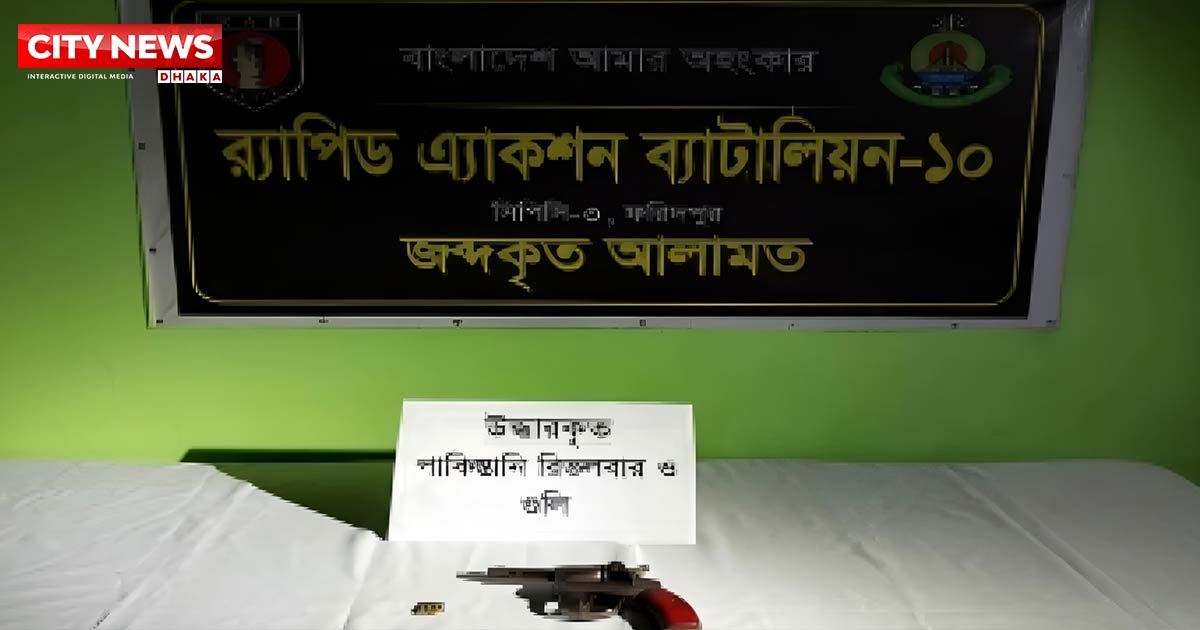 ফরিদপুরের মধুখালীতে পাকিস্তানি রিভলভার ও গুলি জব্দ