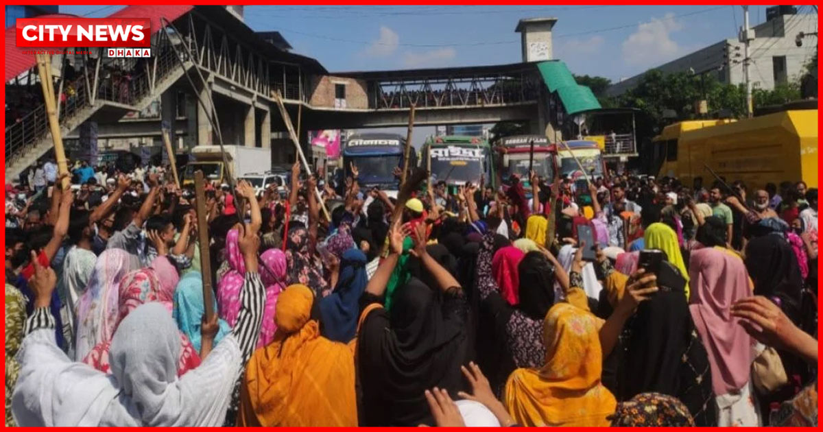 উত্তরায় দ্বিতীয় দিনেও শ্রমিকদের সড়ক অবরোধ