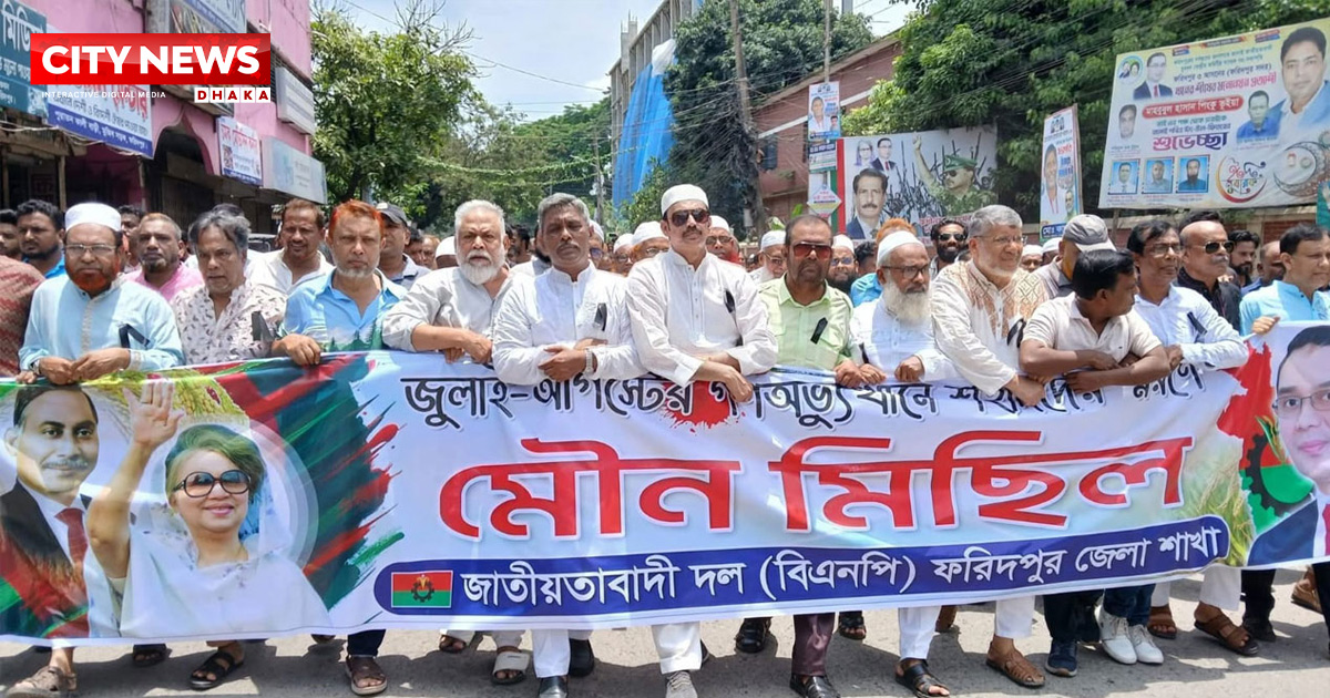 ফরিদপুরে জুলাই-আগস্টের শহীদদের স্মরণে বিএনপির মৌন মিছিল