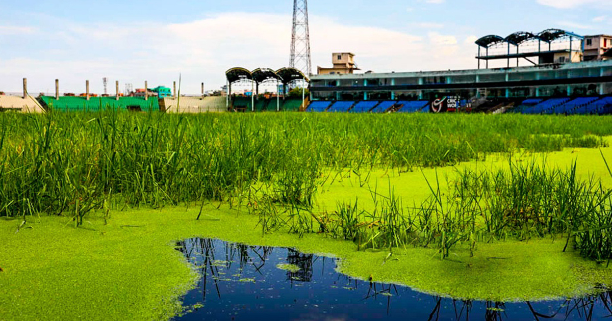 পানিতে ভাসছে ওসমান আলী স্টেডিয়াম