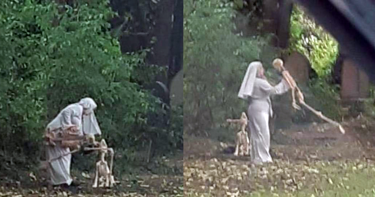 কবরস্থানে কঙ্কালের সঙ্গে সন্ন্যাসিনীর নৃত্য!