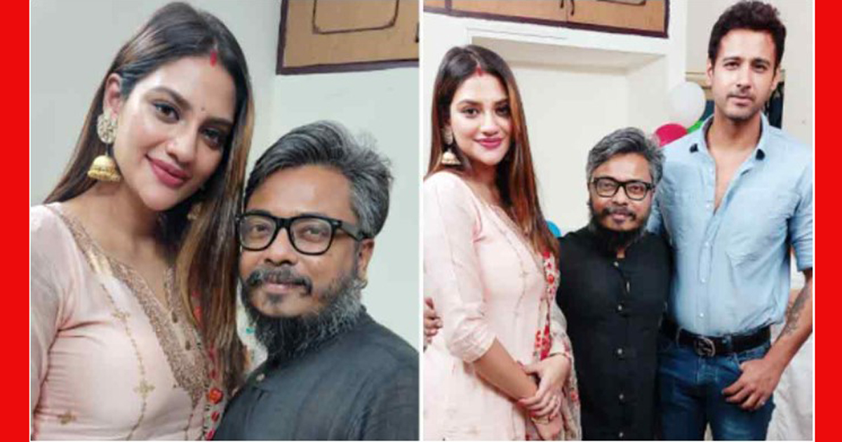 পূজা মণ্ডপে যশের সঙ্গে নুসরাত, মাথায় সিঁদুর