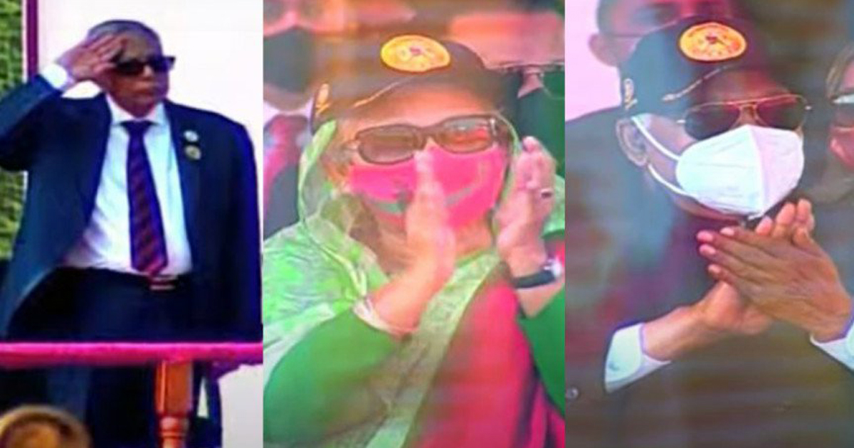 সুবর্ণজয়ন্তীর কুচকাওয়াজে রাষ্ট্রপতি ও প্রধানমন্ত্রী