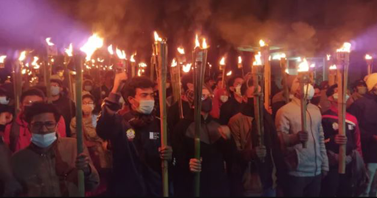 শাবিপ্রবিতে তৃতীয় দিনের মতো মশাল মিছিল