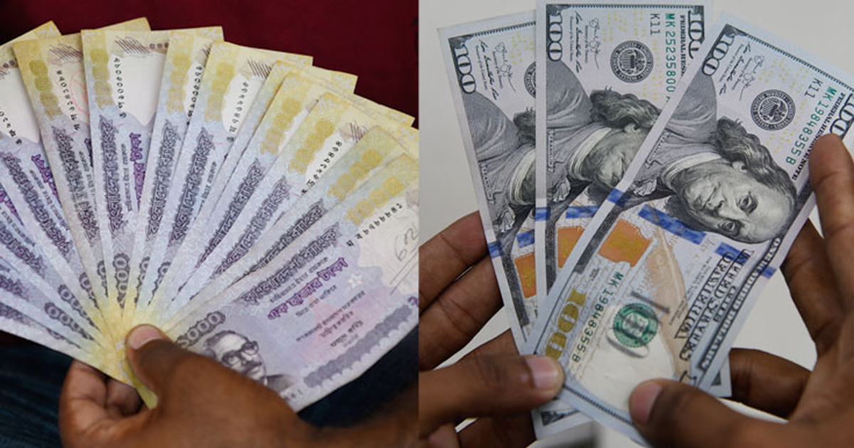 ফের টাকার বিপরীতে ডলারের দাম বৃদ্ধি