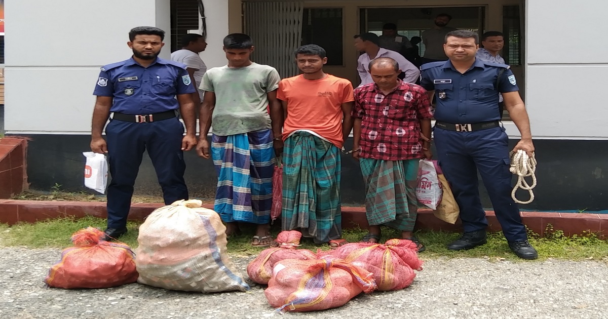 ফুলবাড়ী সীমান্তে বিপুল পরিমাণ মাদকসহ ৩ কারবারি আটক